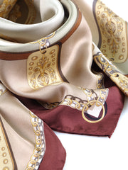 Foulard fantasia in verde/beige in pura seta stampata BERENIKE