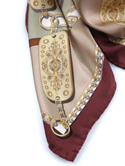 Foulard fantasia in verde/beige in pura seta stampata BERENIKE