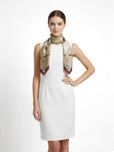 Foulard fantasia in verde/beige in pura seta stampata BERENIKE