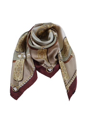 Foulard fantasia in verde/beige in pura seta stampata BERENIKE