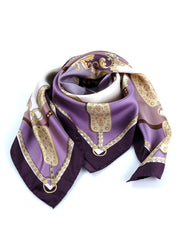 Foulard fantasia in lilla/beige in pura seta stampata BERENIKE