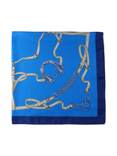 Foulard celeste 90x90cm in seta stampata REINS