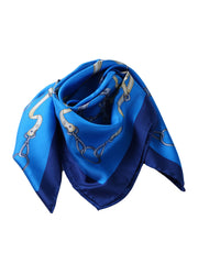 Foulard celeste 90x90cm in seta stampata REINS