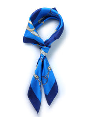 Foulard celeste 90x90cm in seta stampata REINS