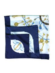 Foulard con fondo bianco in pura seta stampata KEYS