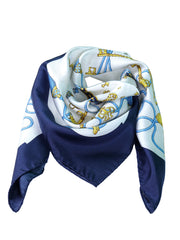 Foulard con fondo bianco in pura seta stampata KEYS