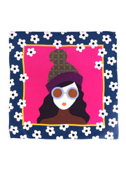 Foulard ottanio 70x70cm in seta crespo stampata LADY