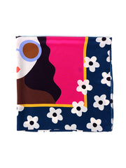 Foulard ottanio 70x70cm in seta crespo stampata LADY