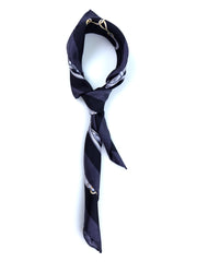 Foulard nero 70x70cm in seta stampata REINS