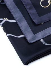 Foulard nero 70x70cm in seta stampata REINS