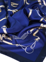 Foulard blu 70x70cm in seta stampata REINS