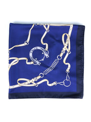 Foulard blu 70x70cm in seta stampata REINS