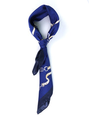 Foulard blu 70x70cm in seta stampata REINS