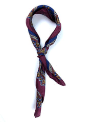 Foulard blu 70x70cm in seta stampata NARCISO