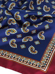 Foulard blu 70x70cm in seta stampata FALENA