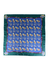 Foulard blu 70x70cm in seta stampata TRUMPETS