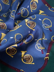 Foulard blu 70x70cm in seta stampata TRUMPETS