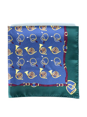 Foulard blu 70x70cm in seta stampata TRUMPETS