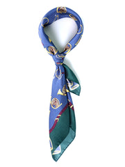 Foulard blu 70x70cm in seta stampata TRUMPETS