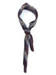 Foulard marrone 70x70cm in seta stampata FEDE
