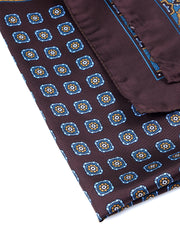 Foulard marrone 70x70cm in seta stampata FEDE