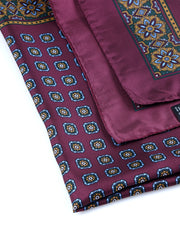 Foulard bordeaux 70x70cm in seta stampata FEDE