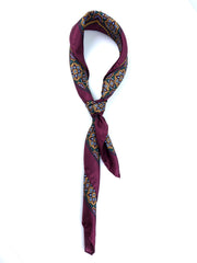 Foulard bordeaux 70x70cm in seta stampata FEDE