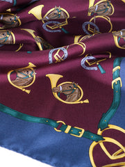 Foulard bordeaux 70x70cm in seta stampata TRUMPETS