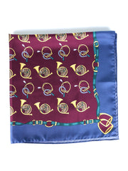 Foulard bordeaux 70x70cm in seta stampata TRUMPETS