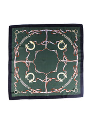 Foulard verde 70x70cm in seta stampata REINS