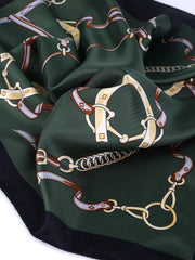 Foulard verde 70x70cm in seta stampata REINS