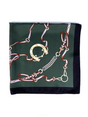 Foulard verde 70x70cm in seta stampata REINS