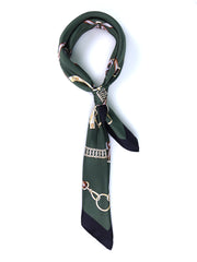 Foulard verde 70x70cm in seta stampata REINS