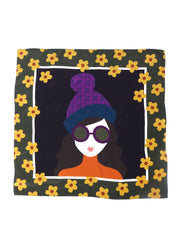 Foulard verde 70x70cm in seta crespo stampata LADY