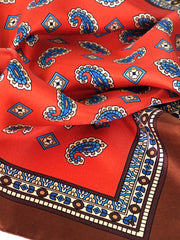 Foulard arancione 70x70cm in seta stampata FALENA