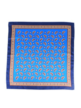 Foulard blu elettrico 70x70cm in seta stampata FALENA
