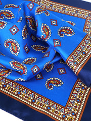 Foulard blu elettrico 70x70cm in seta stampata FALENA