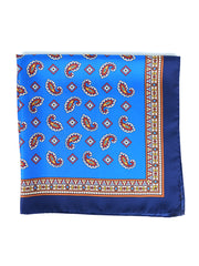 Foulard blu elettrico 70x70cm in seta stampata FALENA