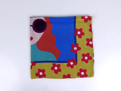 Foulard giallo 70x70cm in seta crespo stampata LADY