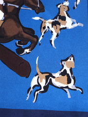 Foulard blu70x70cm in seta stampata HORSES