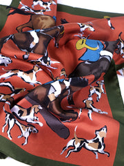 Foulard ruggine 70x70cm in seta stampata HORSES