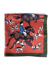 Foulard ruggine 70x70cm in seta stampata HORSES