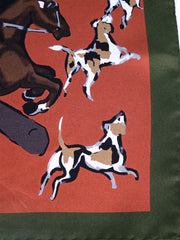 Foulard ruggine 70x70cm in seta stampata HORSES