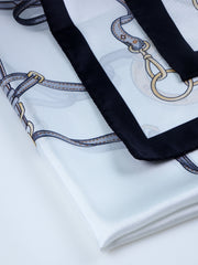 Foulard bianco 70x70cm in seta stampata REINS