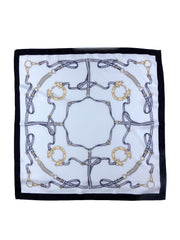 Foulard bianco 70x70cm in seta stampata REINS