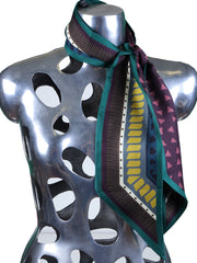 Foulard twilly doppia faccia verde in seta stampata DOTTIE