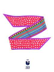 Foulard twilly doppia faccia viola in seta stampata DOTTIE