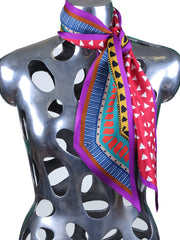 Foulard twilly doppia faccia viola in seta stampata DOTTIE