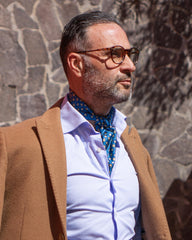 Foulard twilly in seta stampata CAREN Celeste