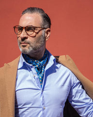 Foulard twilly in seta stampata CAREN Celeste